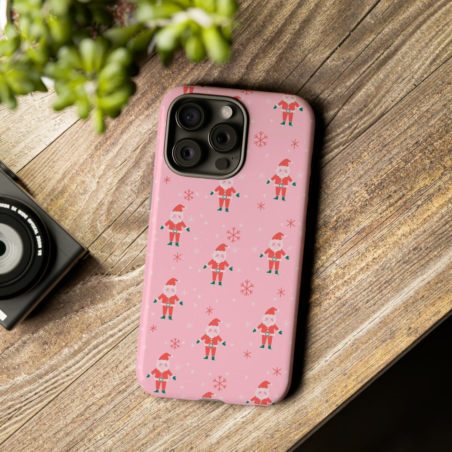 Pink Santa Pattern - iPhone Case