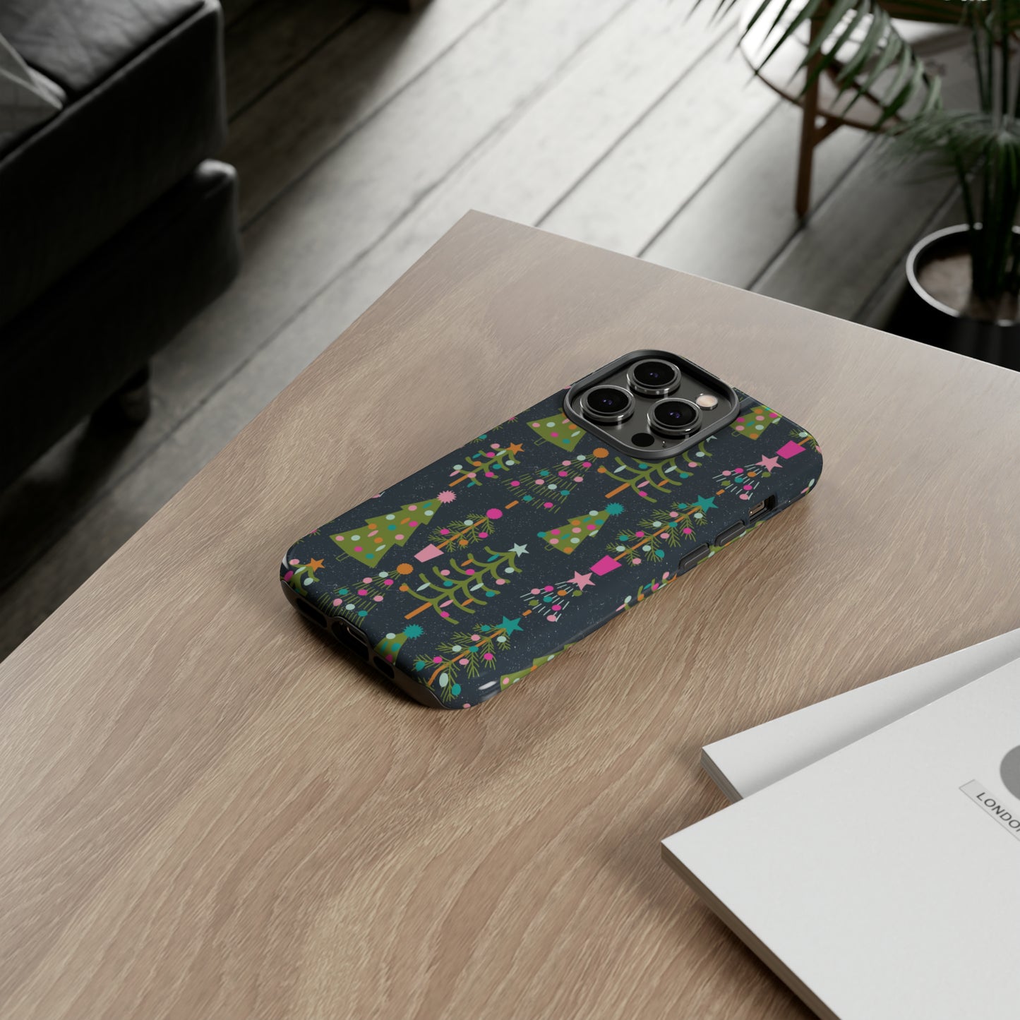 Blue Christmas Tree Pattern - iPhone Case