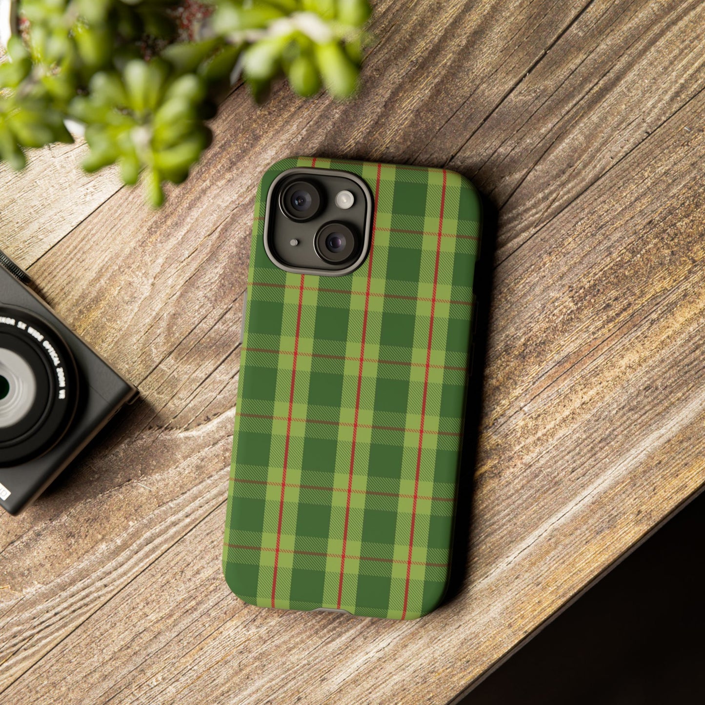 Green and Red Christmas Plaid Pattern - iPhone Case