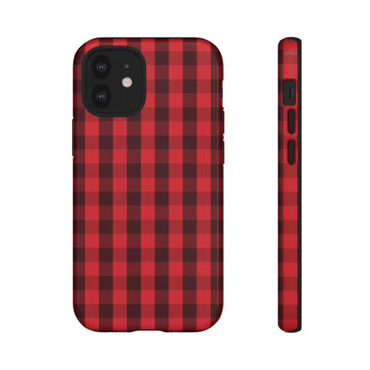 Red Christmas Gingham Pattern - iPhone Case