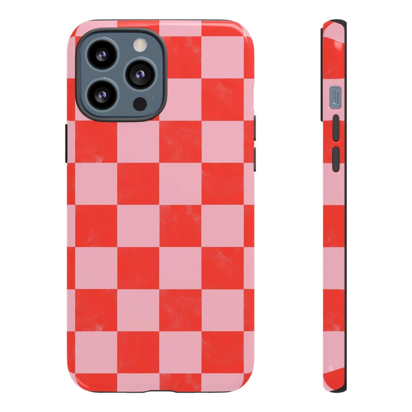 Red and Pink Checker Pattern - iPhone Case