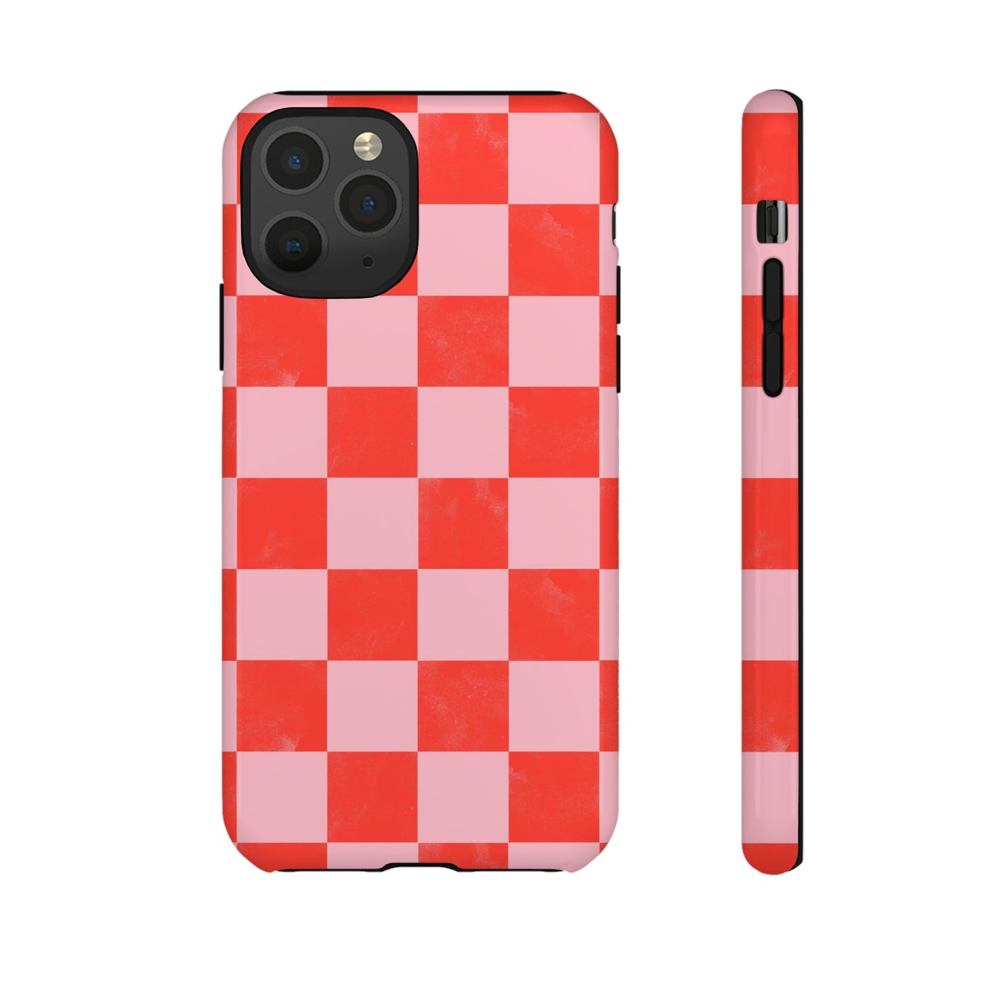 Red and Pink Checker Pattern - iPhone Case