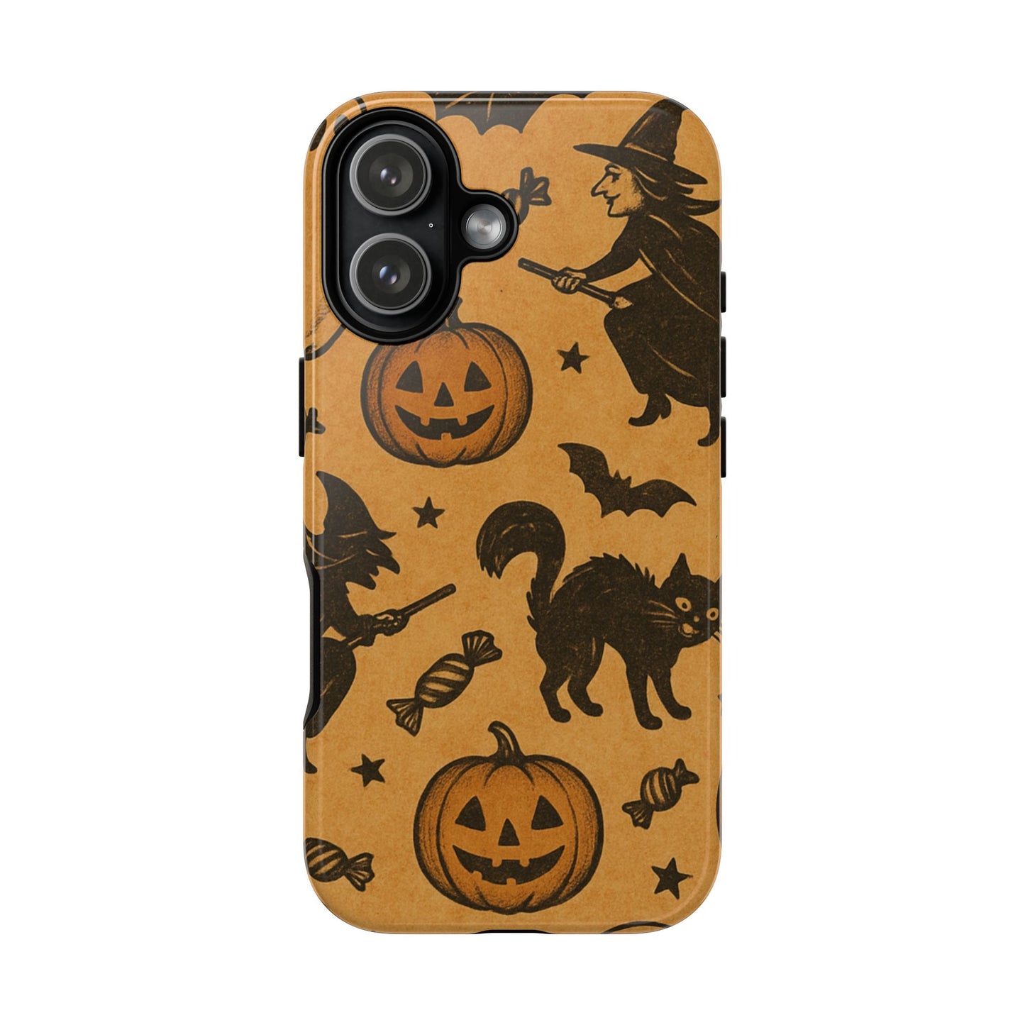 Vintage Halloween Doodles - Orange - iPhone Case