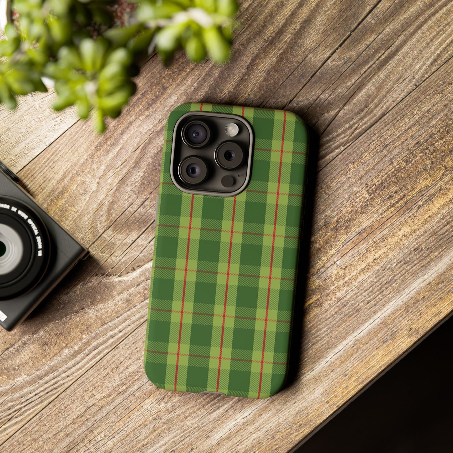 Green and Red Christmas Plaid Pattern - iPhone Case