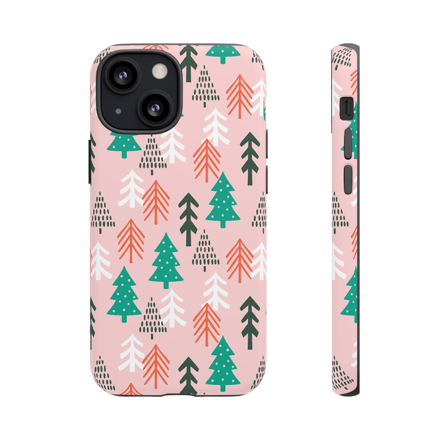 Christmas Trees Pink Background Pattern - iPhone Case