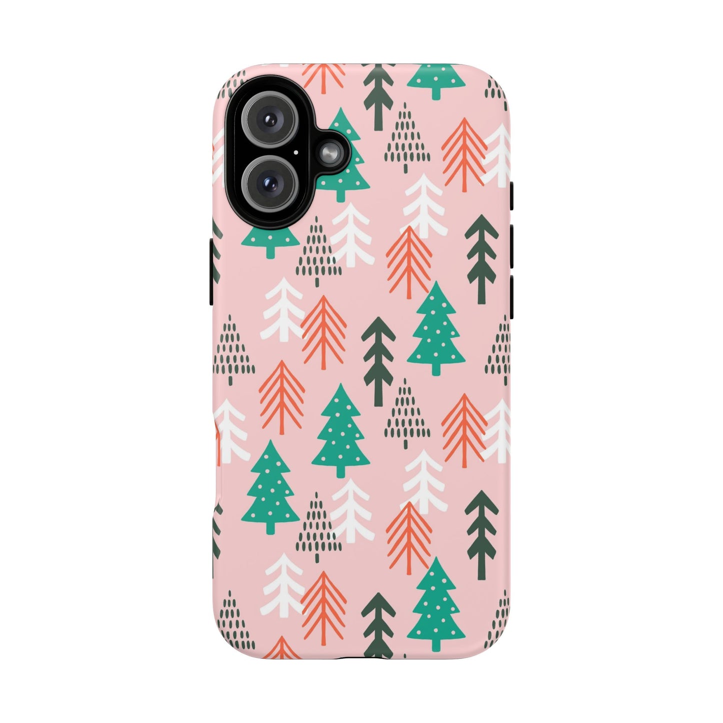 Christmas Trees Pink Background Pattern - iPhone Case