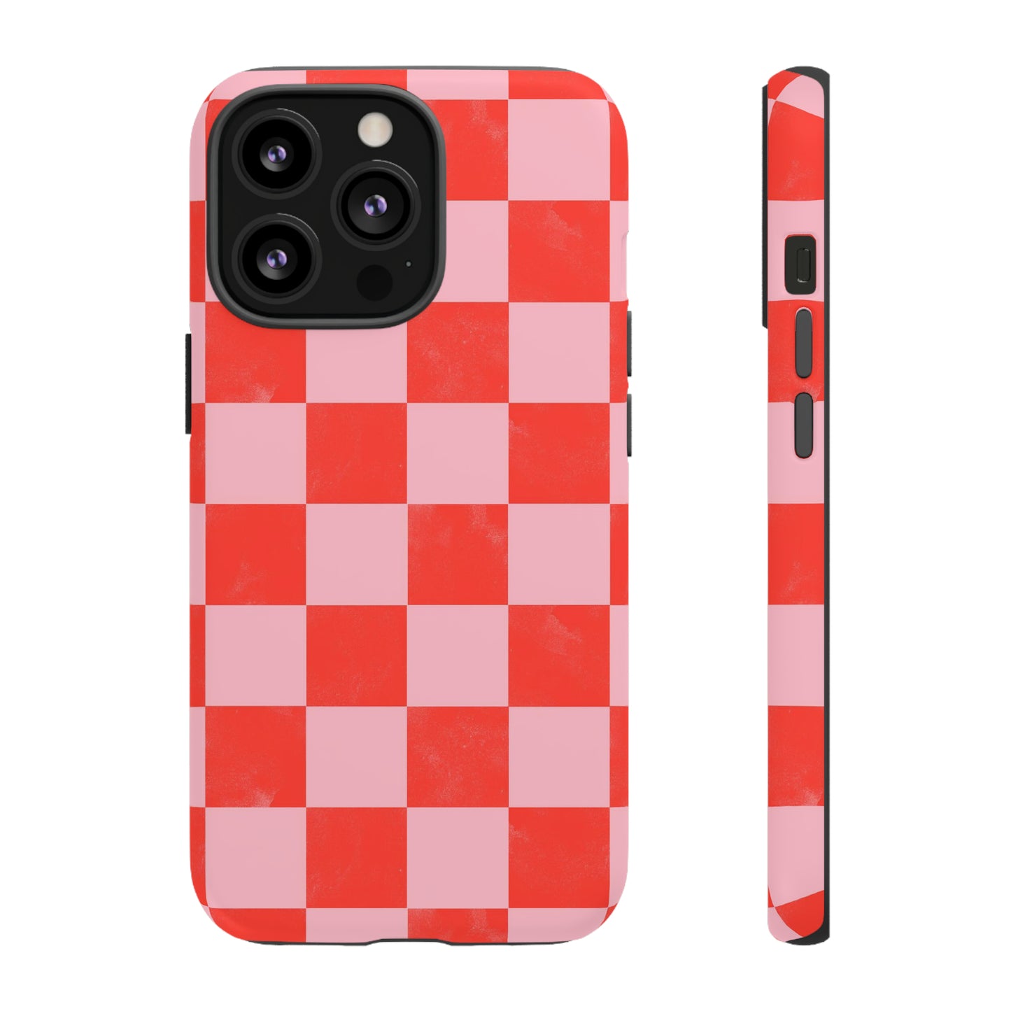 Red and Pink Checker Pattern - iPhone Case