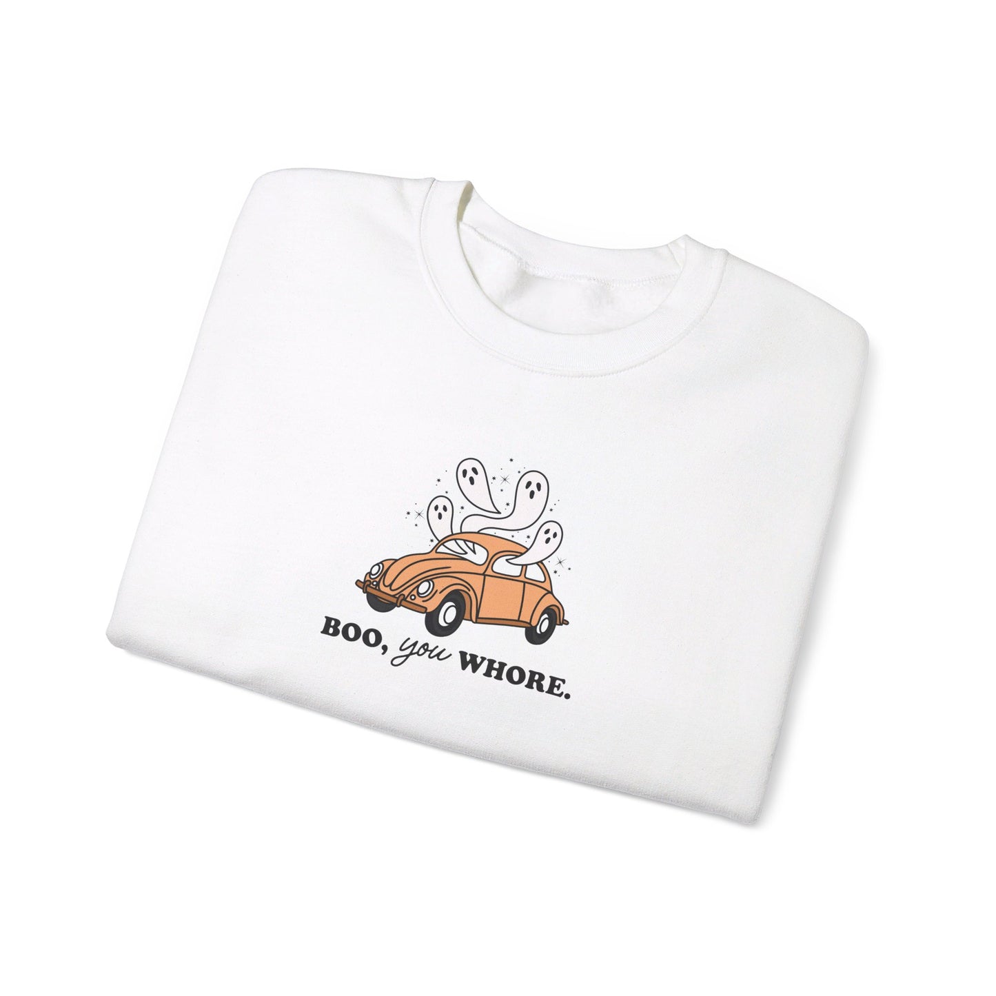 Boo Ghosts in Car - Funny Halloween Sweatshirt - Unisex Heavy Blend™ Crewneck Sweatshirt