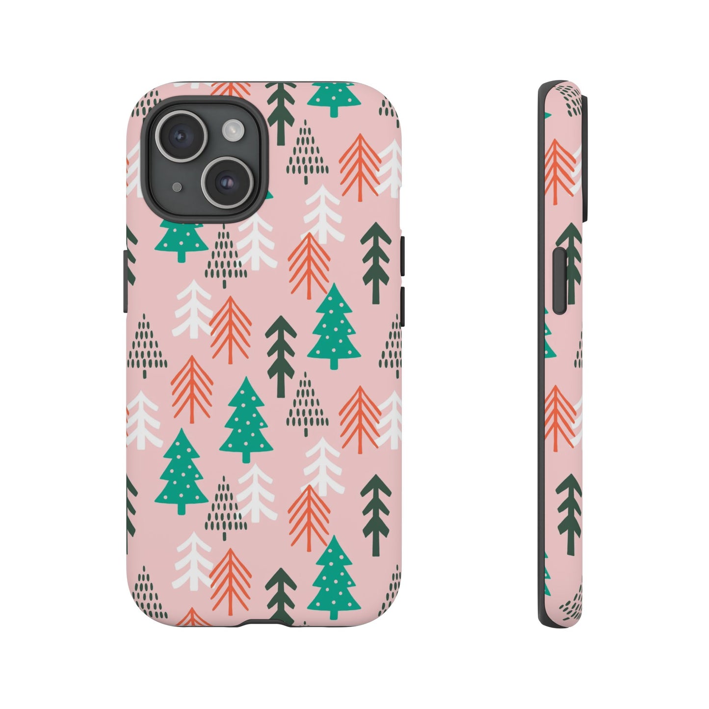 Christmas Trees Pink Background Pattern - iPhone Case