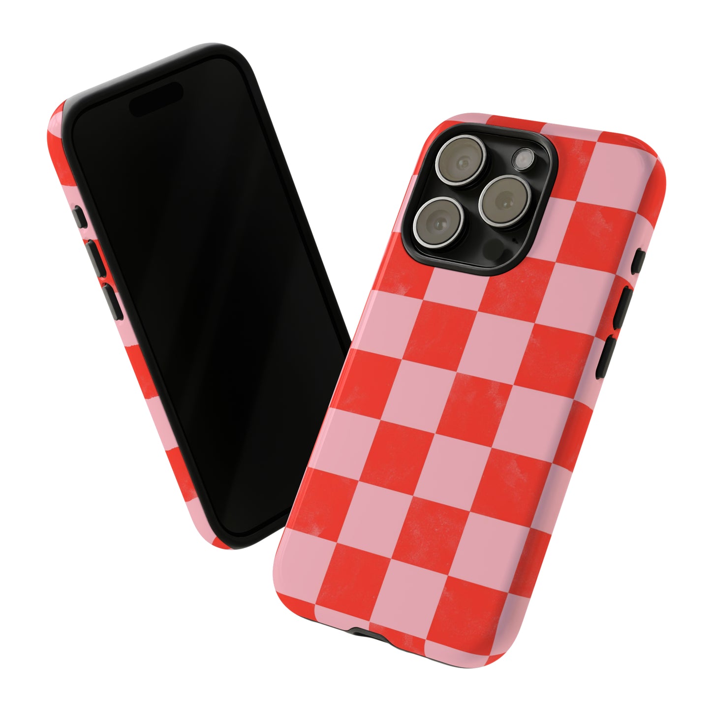 Red and Pink Checker Pattern - iPhone Case