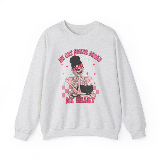 My Cat Never Broke My Heart - Retro Valentine's Day Sweatshirt