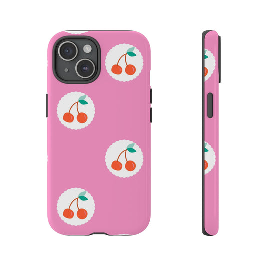 Cherry Circles Pink - iPhone Case