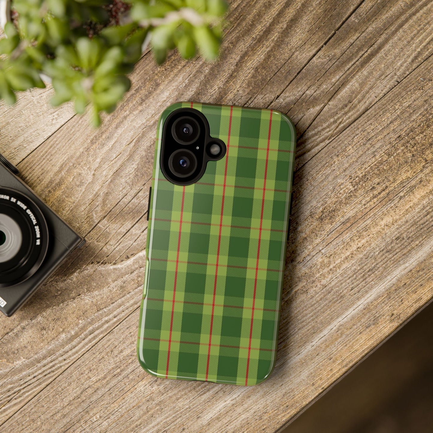 Green and Red Christmas Plaid Pattern - iPhone Case