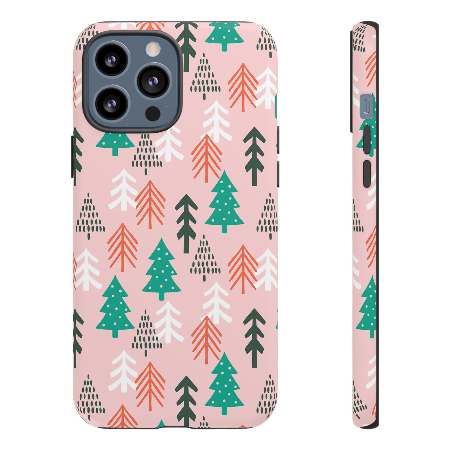 Christmas Trees Pink Background Pattern - iPhone Case