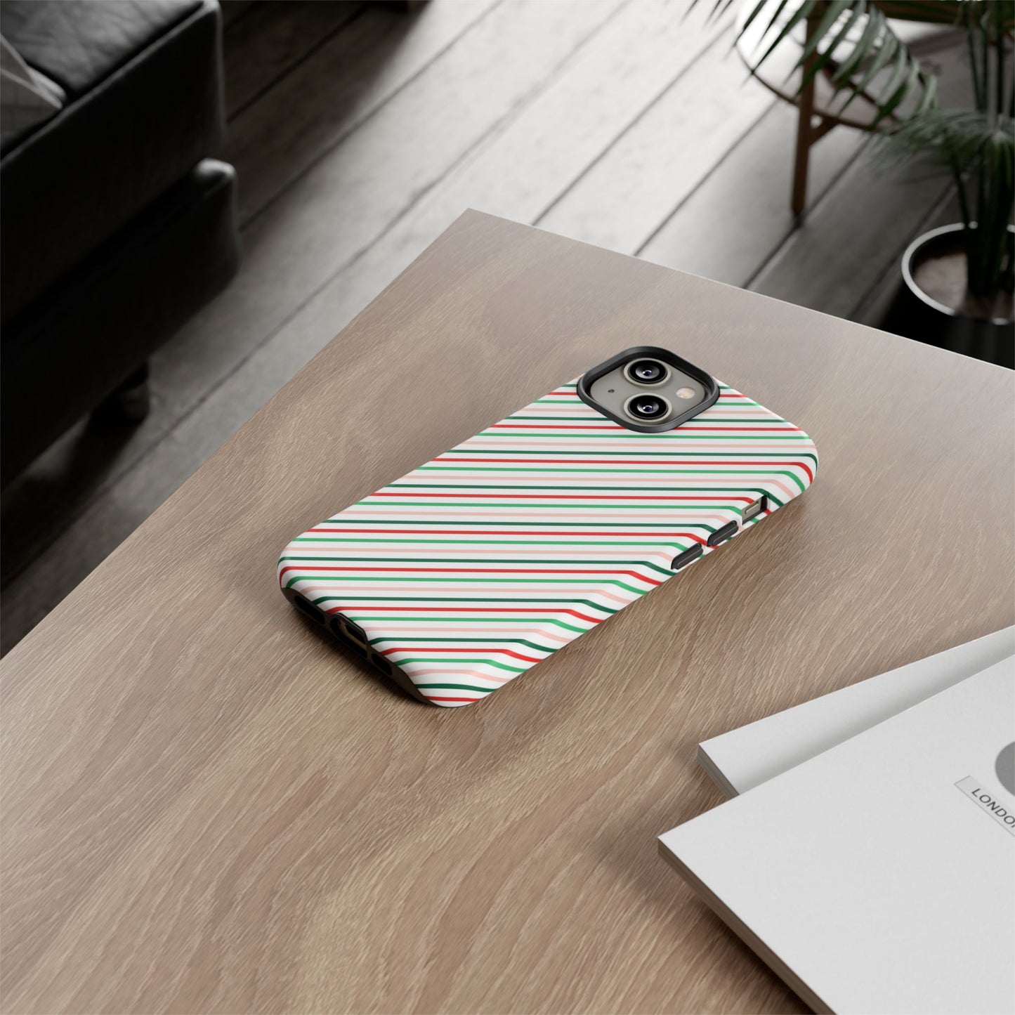 Christmas Diagonal Stripes - iPhone Case