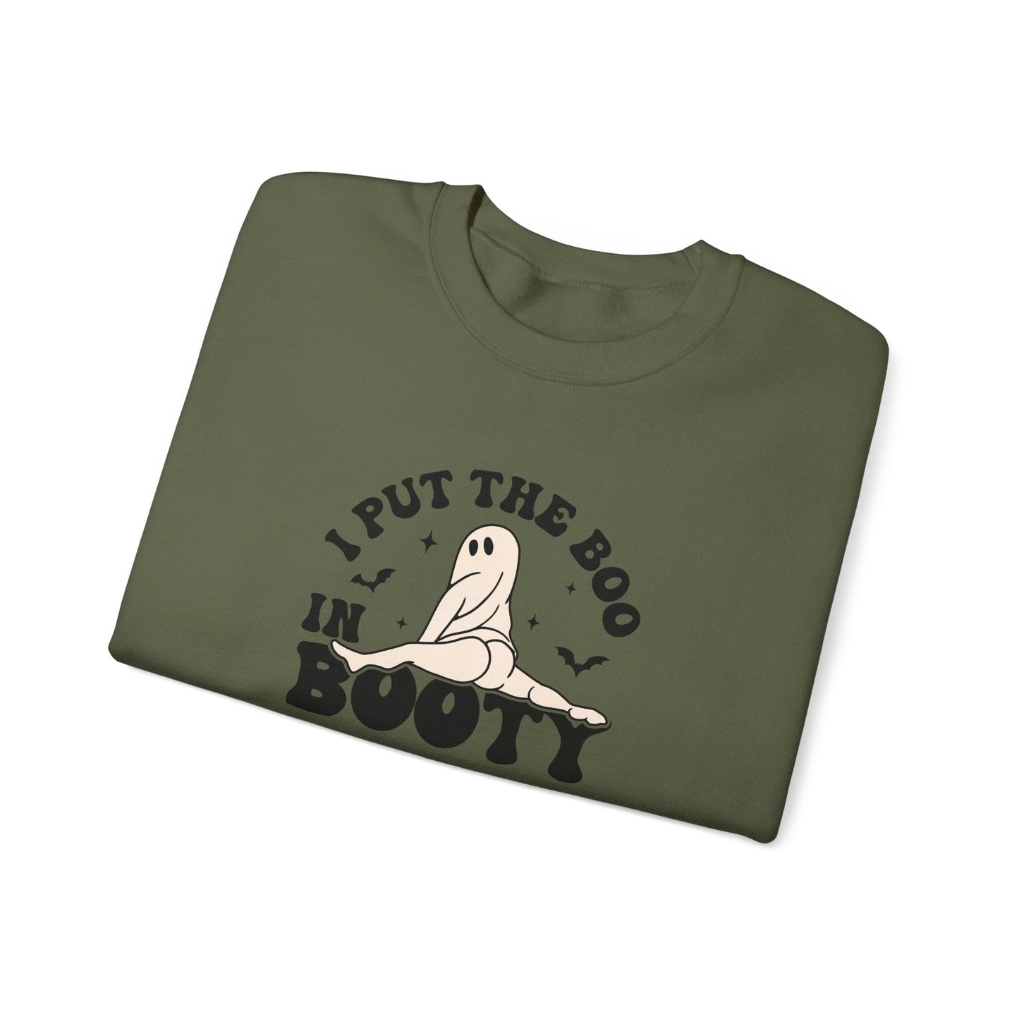 I Put The Boo in Booty - Funny Ghost Halloween Sweatshirt - Unisex Heavy Blend™ Crewneck Sweatshirt