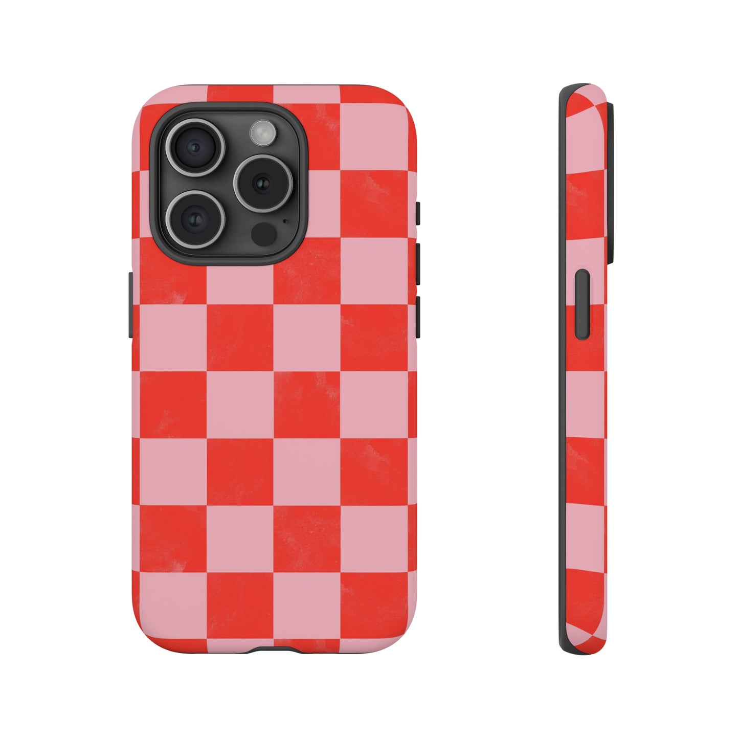 Red and Pink Checker Pattern - iPhone Case