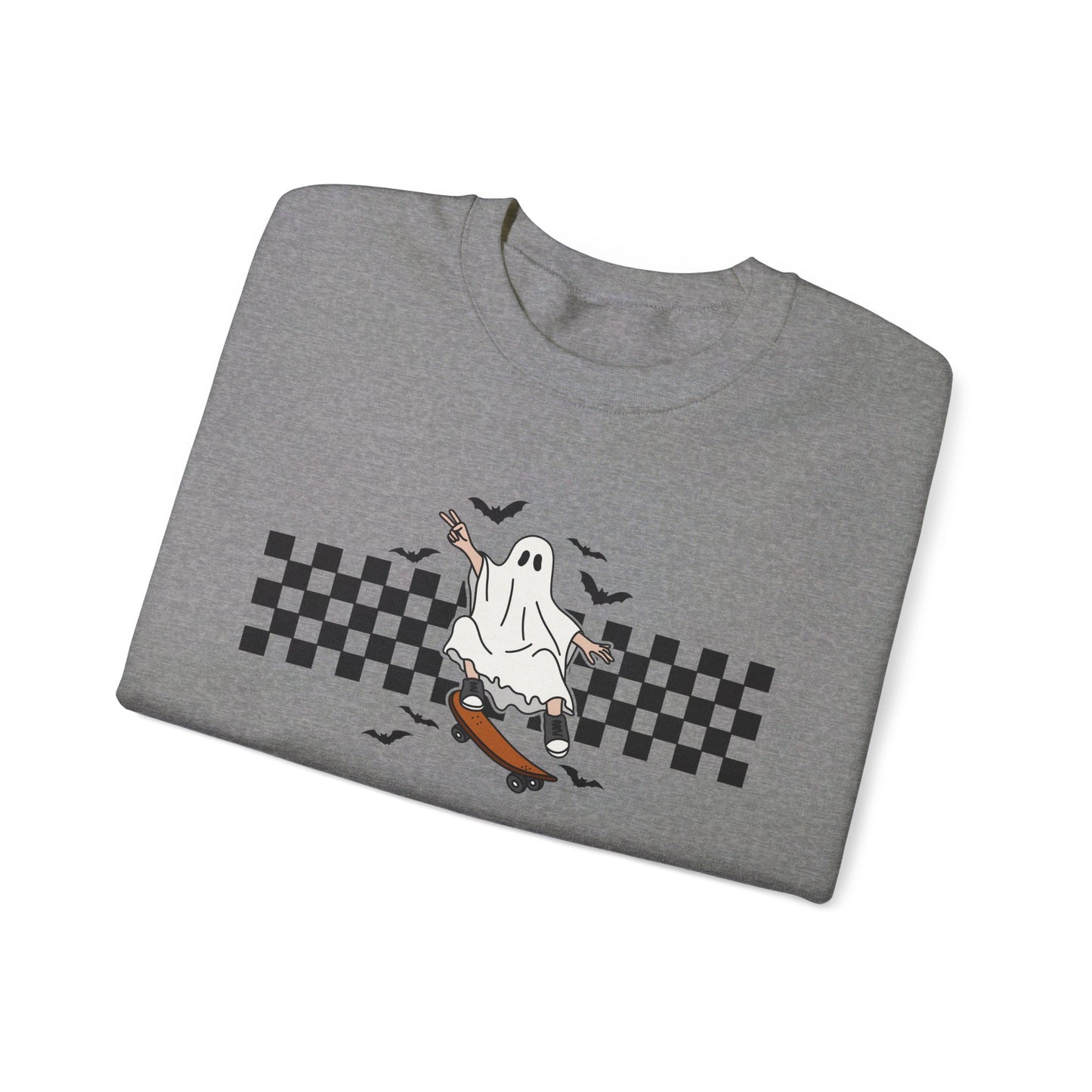 Skateboard Ghost - Cute Halloween Sweatshirt - Unisex Heavy Blend™ Crewneck Sweatshirt