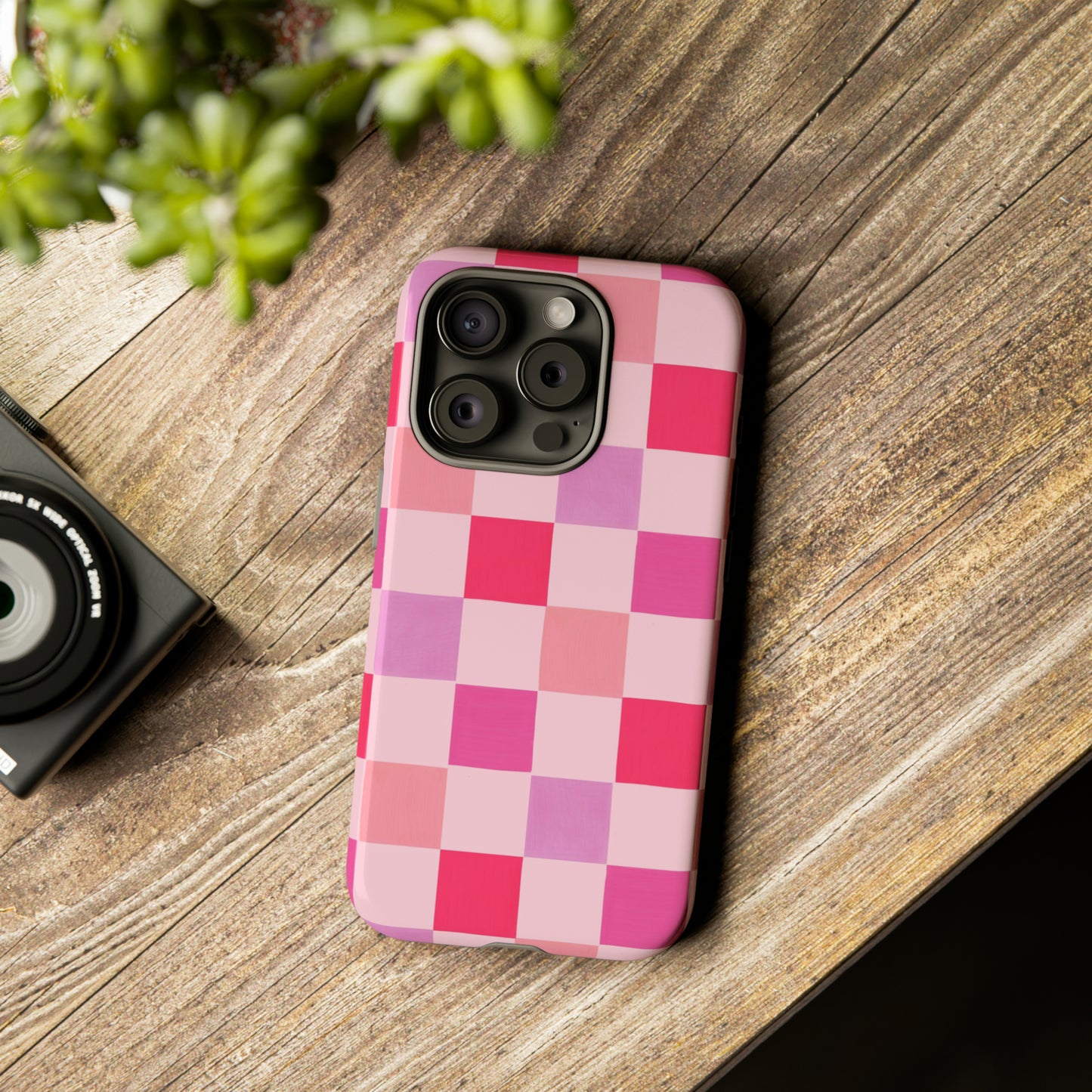 Pink Check Pattern iPhone Case