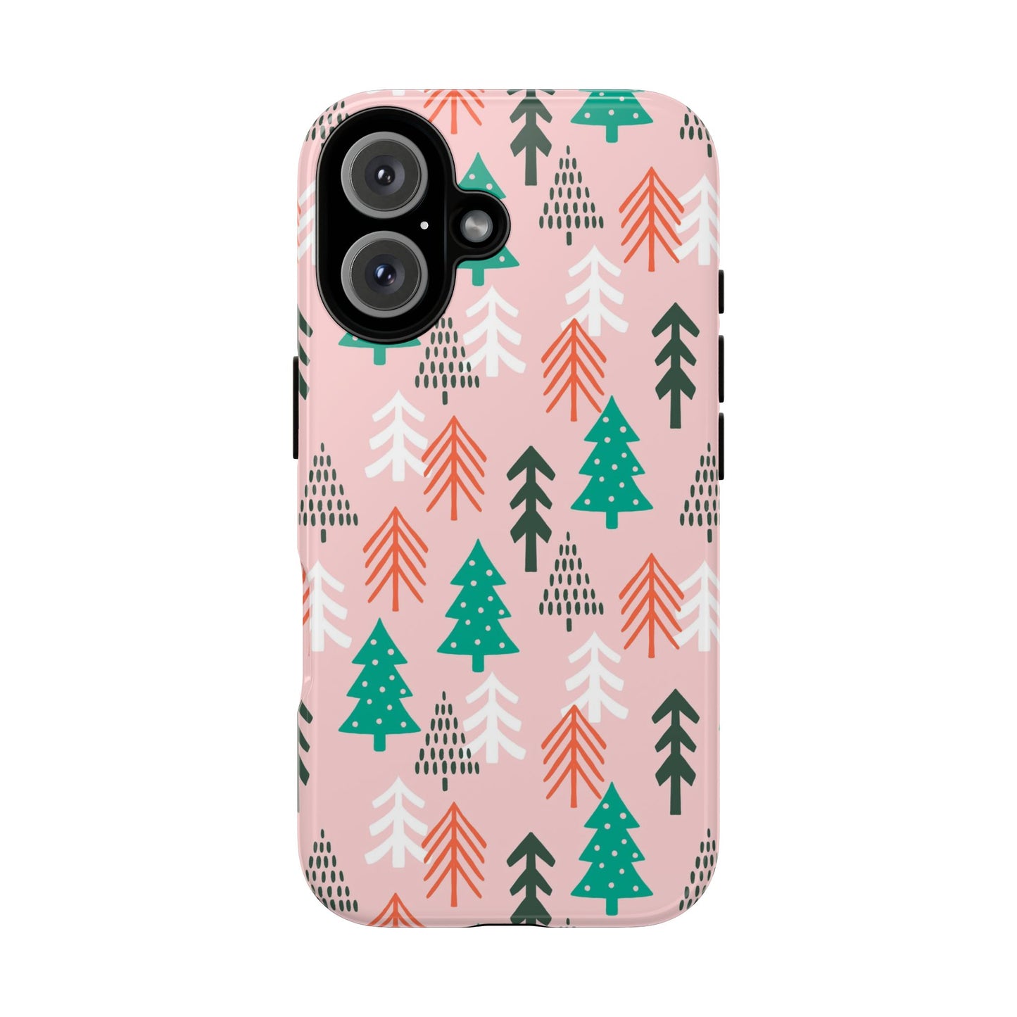 Christmas Trees Pink Background Pattern - iPhone Case