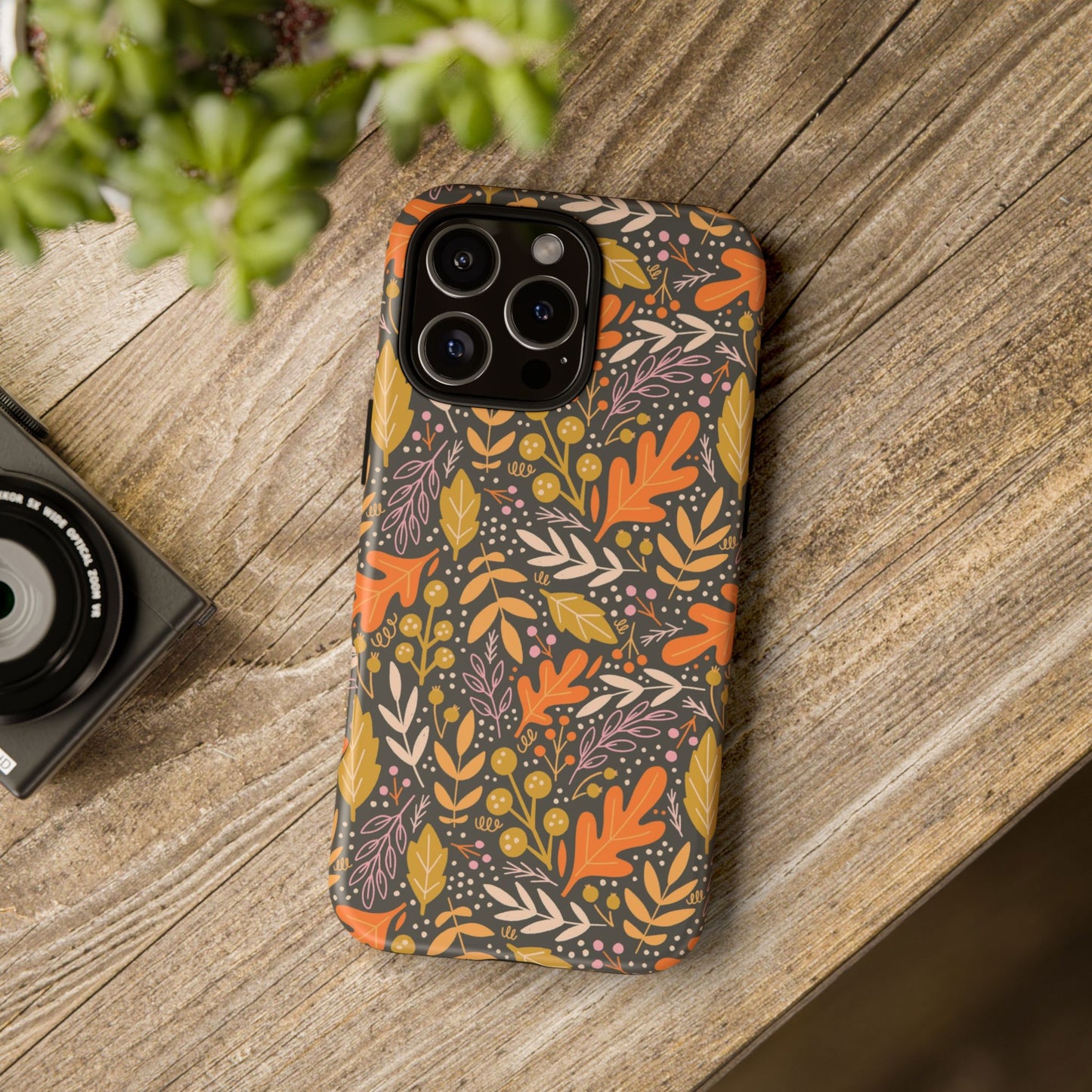 Dark Fall Foliage Leaves - iPhone Case