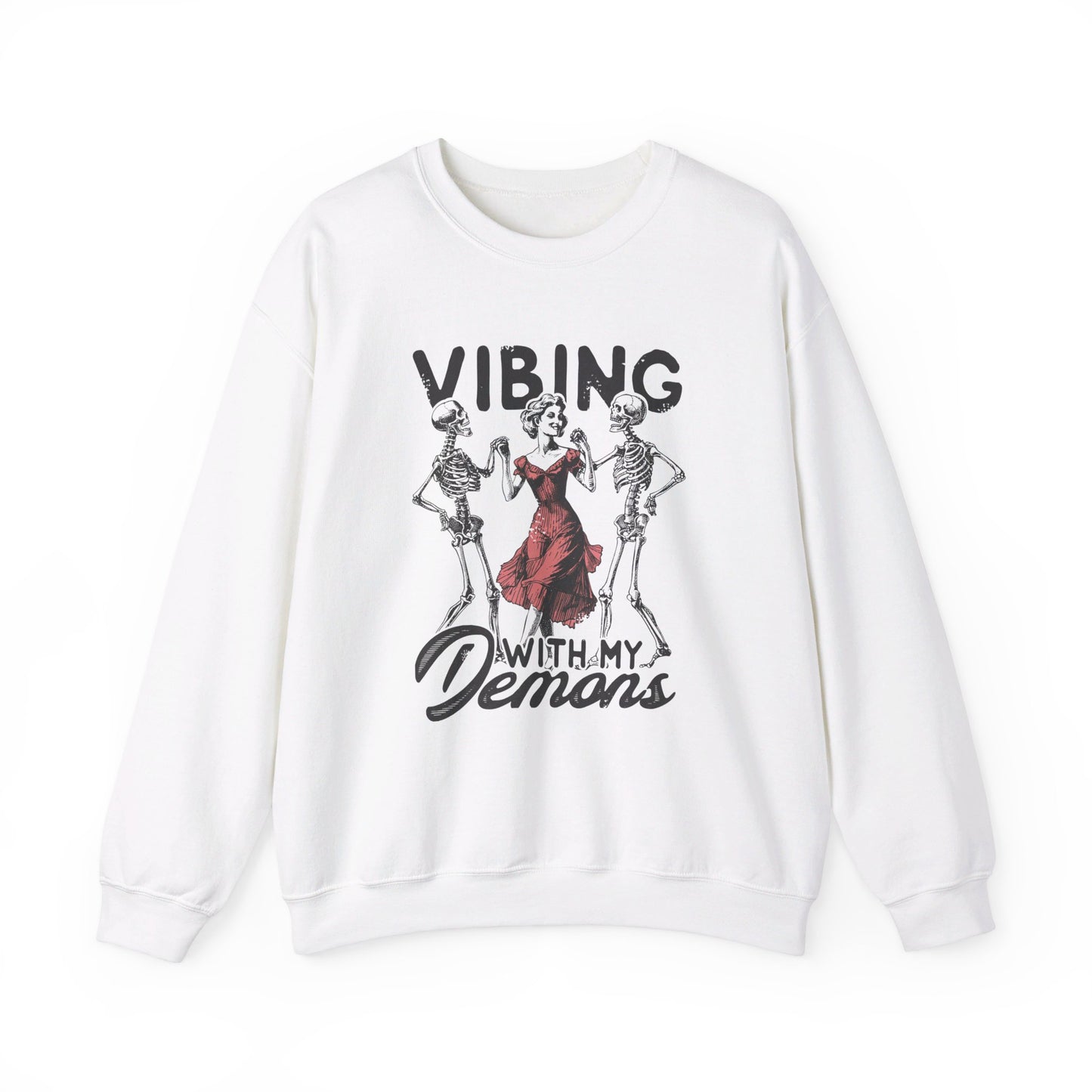 Vibing With My Demons - Vintage Halloween Sweatshirt -Unisex Heavy Blend™ Crewneck Sweatshirt