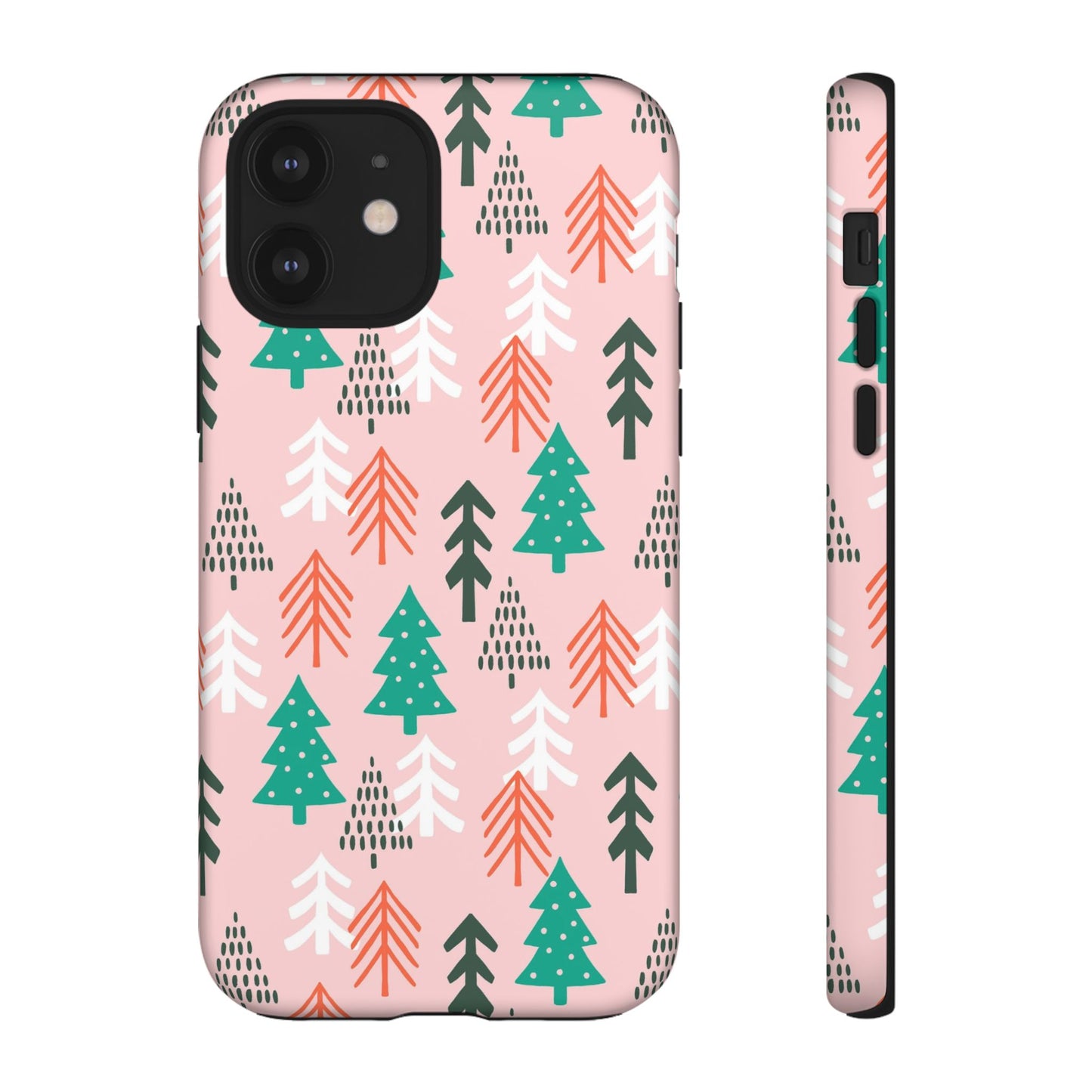 Christmas Trees Pink Background Pattern - iPhone Case