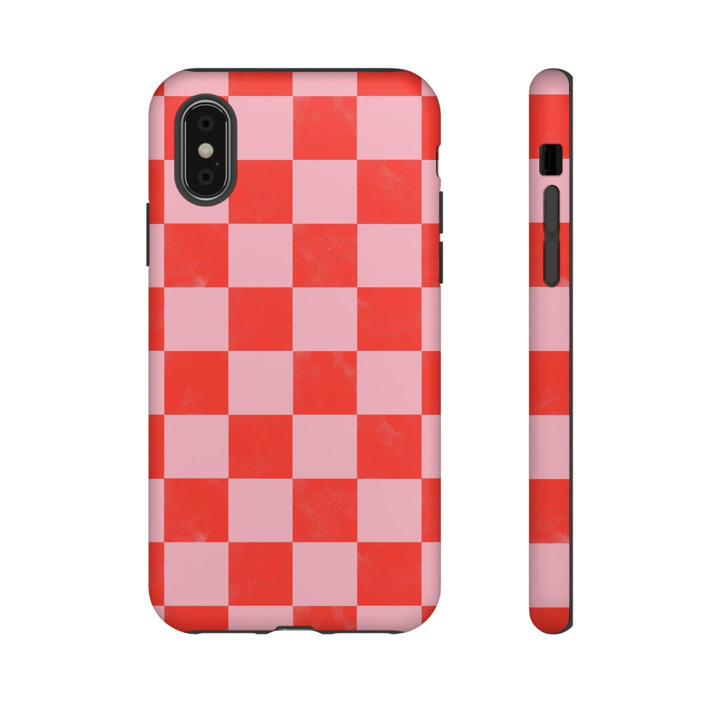 Red and Pink Checker Pattern - iPhone Case