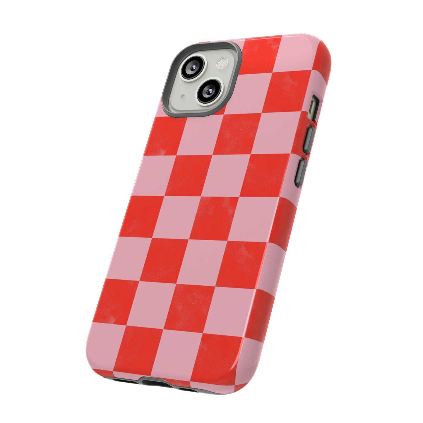 Red and Pink Checker Pattern - iPhone Case