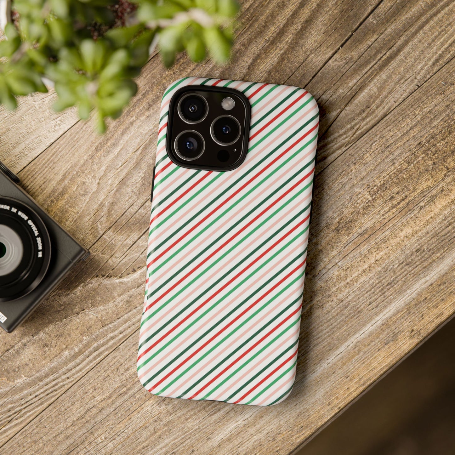 Christmas Diagonal Stripes - iPhone Case