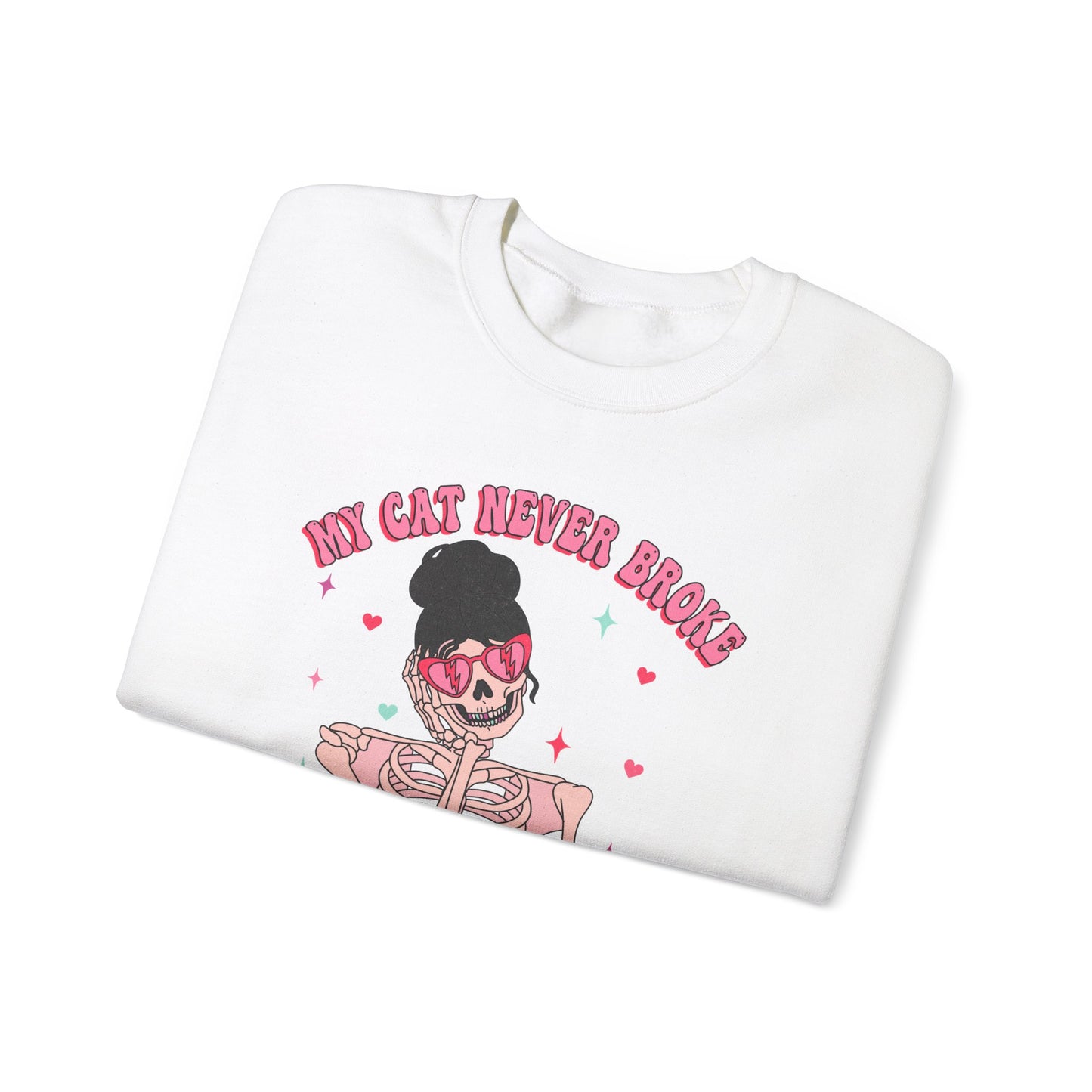 My Cat Never Broke My Heart - Retro Valentine's Day Sweatshirt