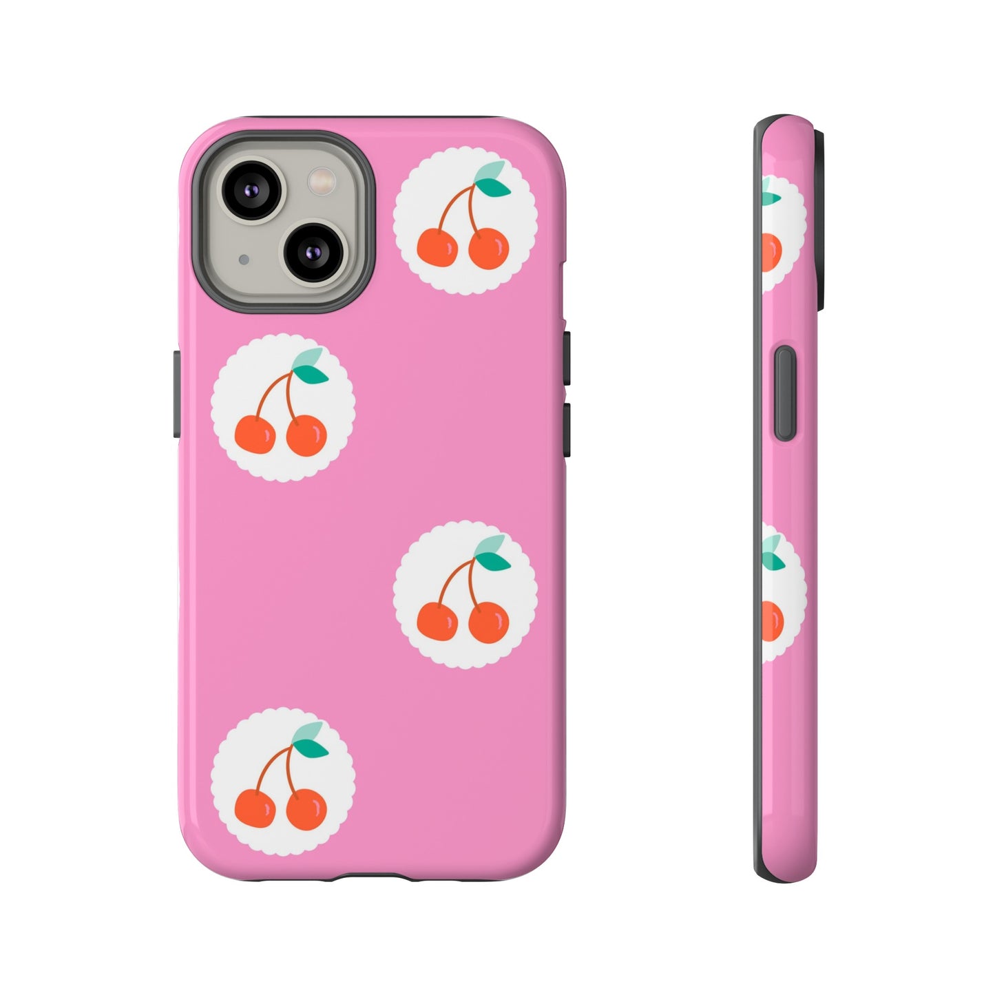 Cherry Circles Pink - iPhone Case