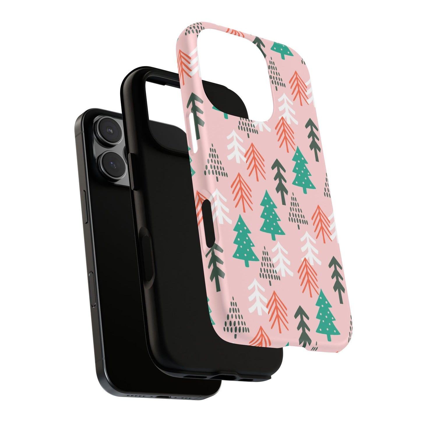 Christmas Trees Pink Background Pattern - iPhone Case