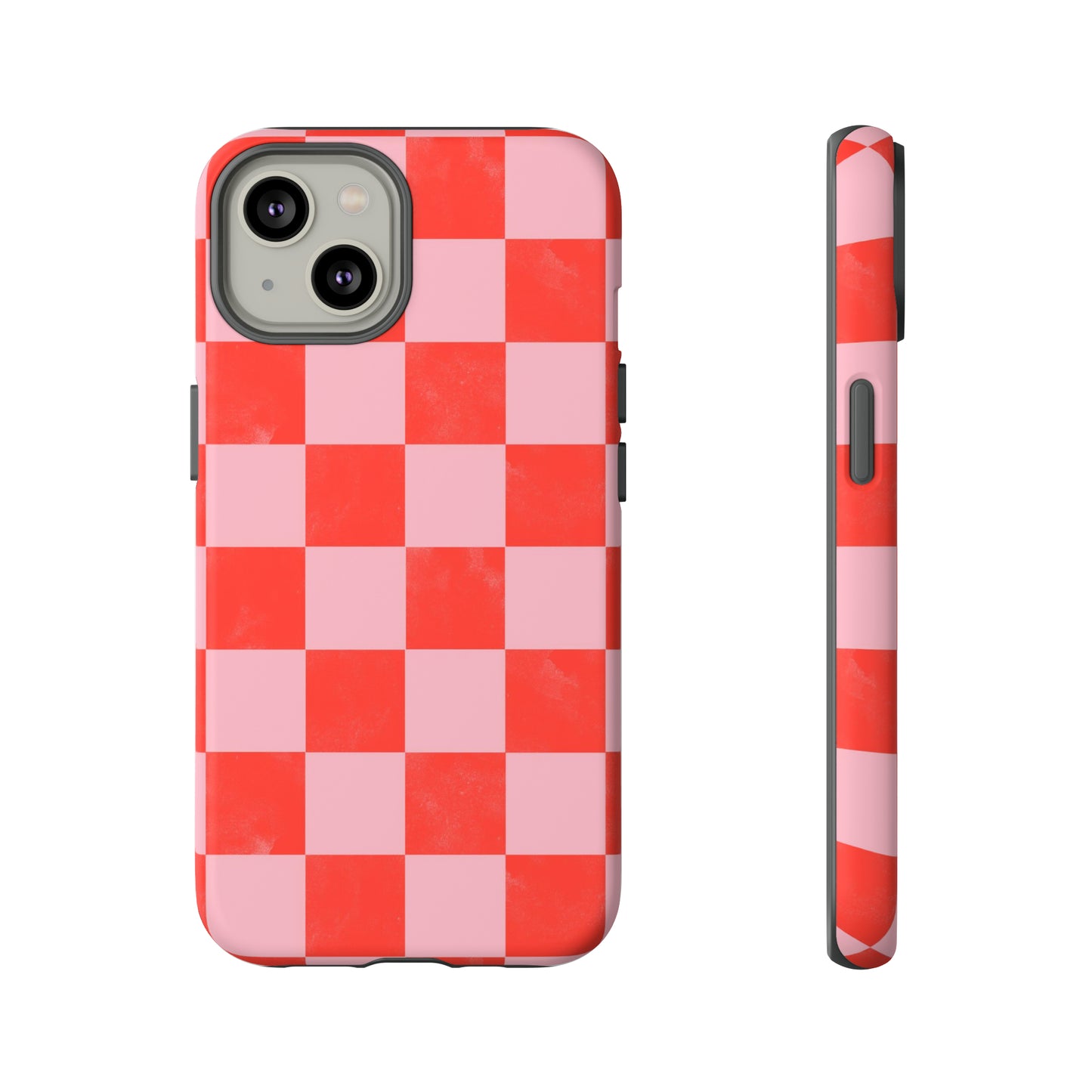 Red and Pink Checker Pattern - iPhone Case