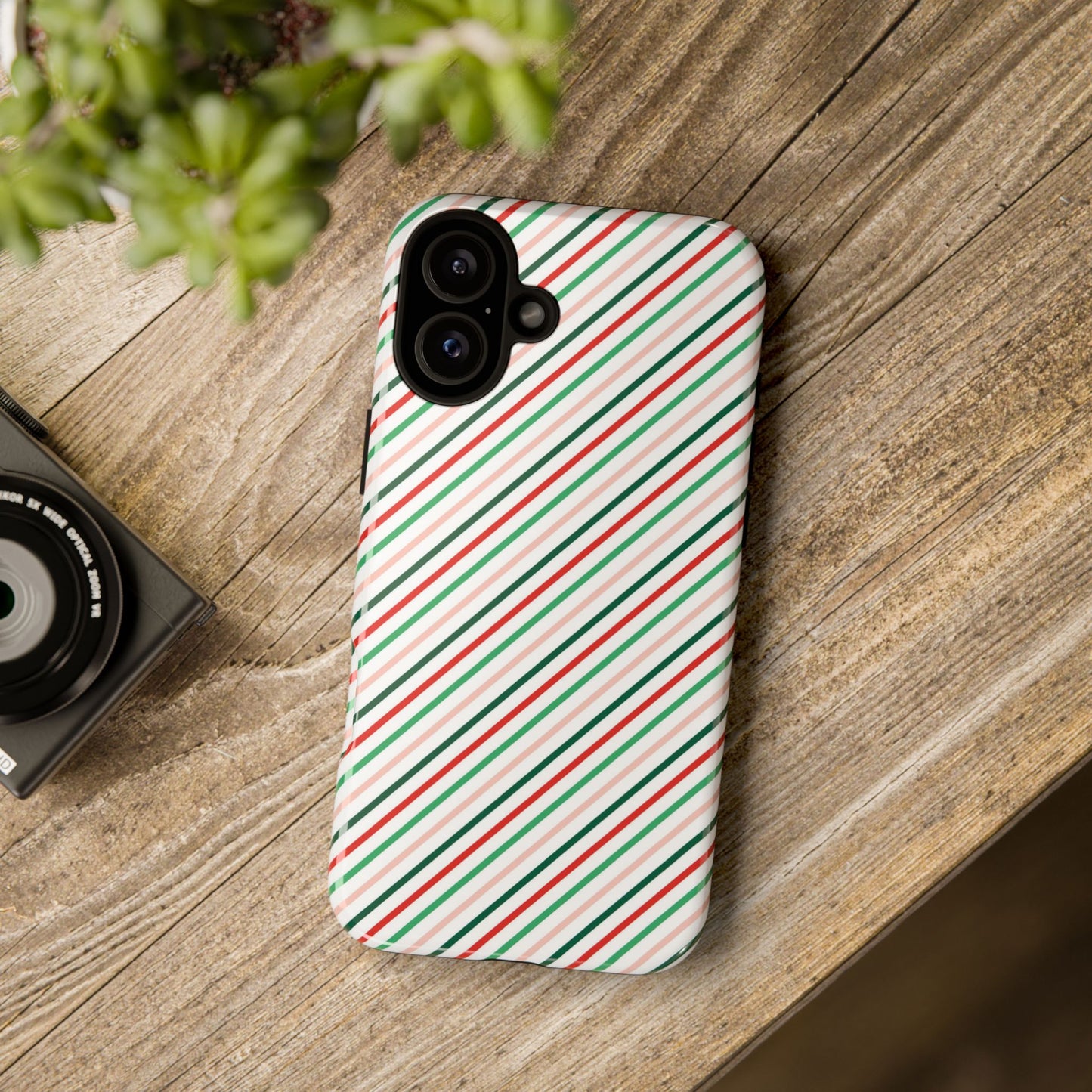 Christmas Diagonal Stripes - iPhone Case