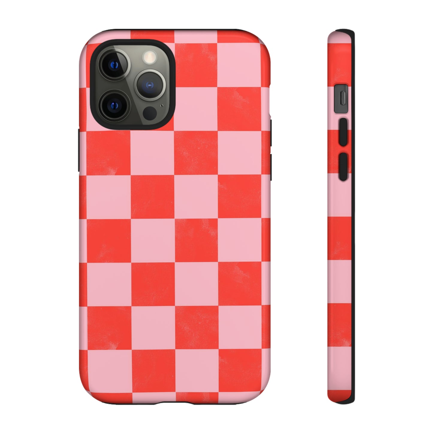 Red and Pink Checker Pattern - iPhone Case