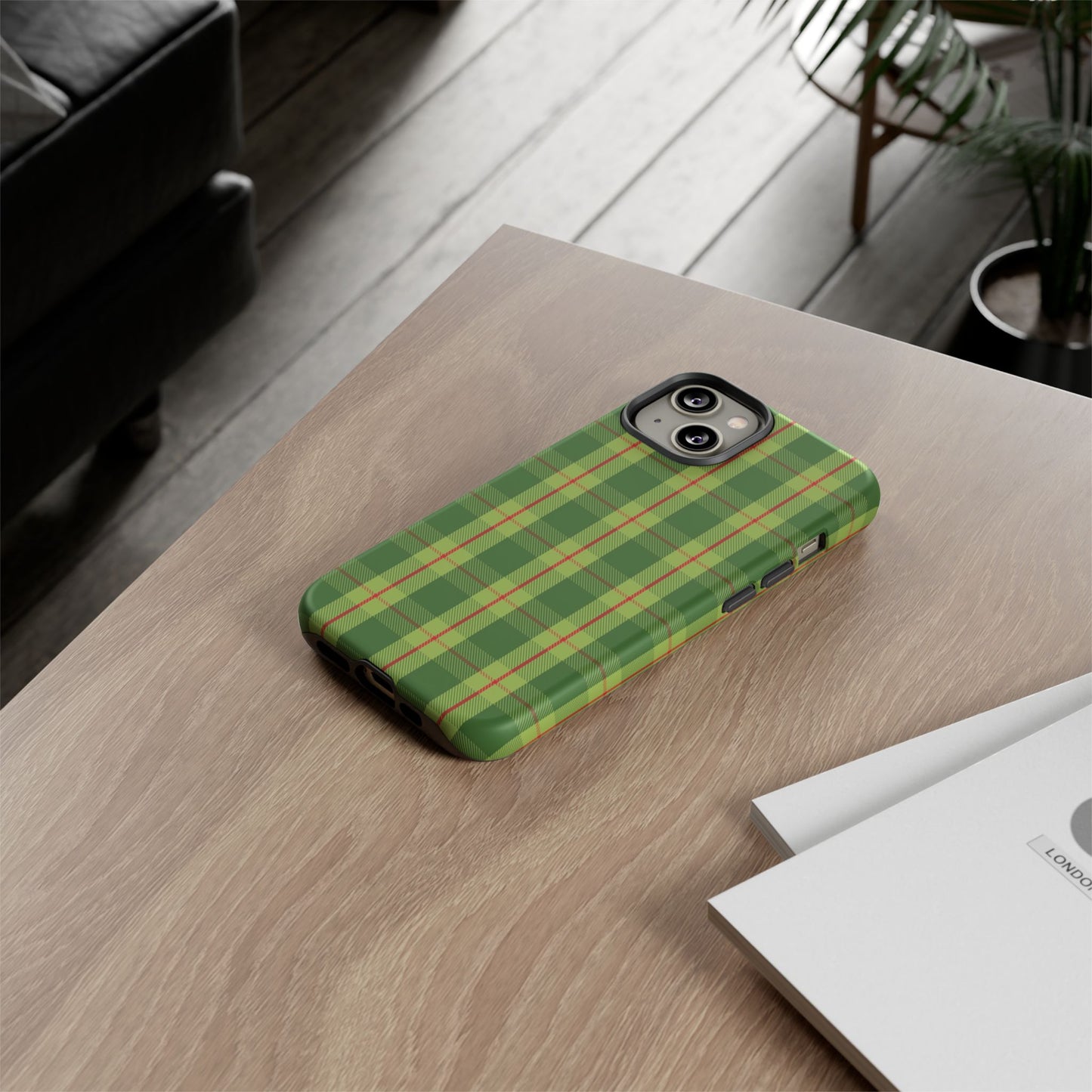 Green and Red Christmas Plaid Pattern - iPhone Case