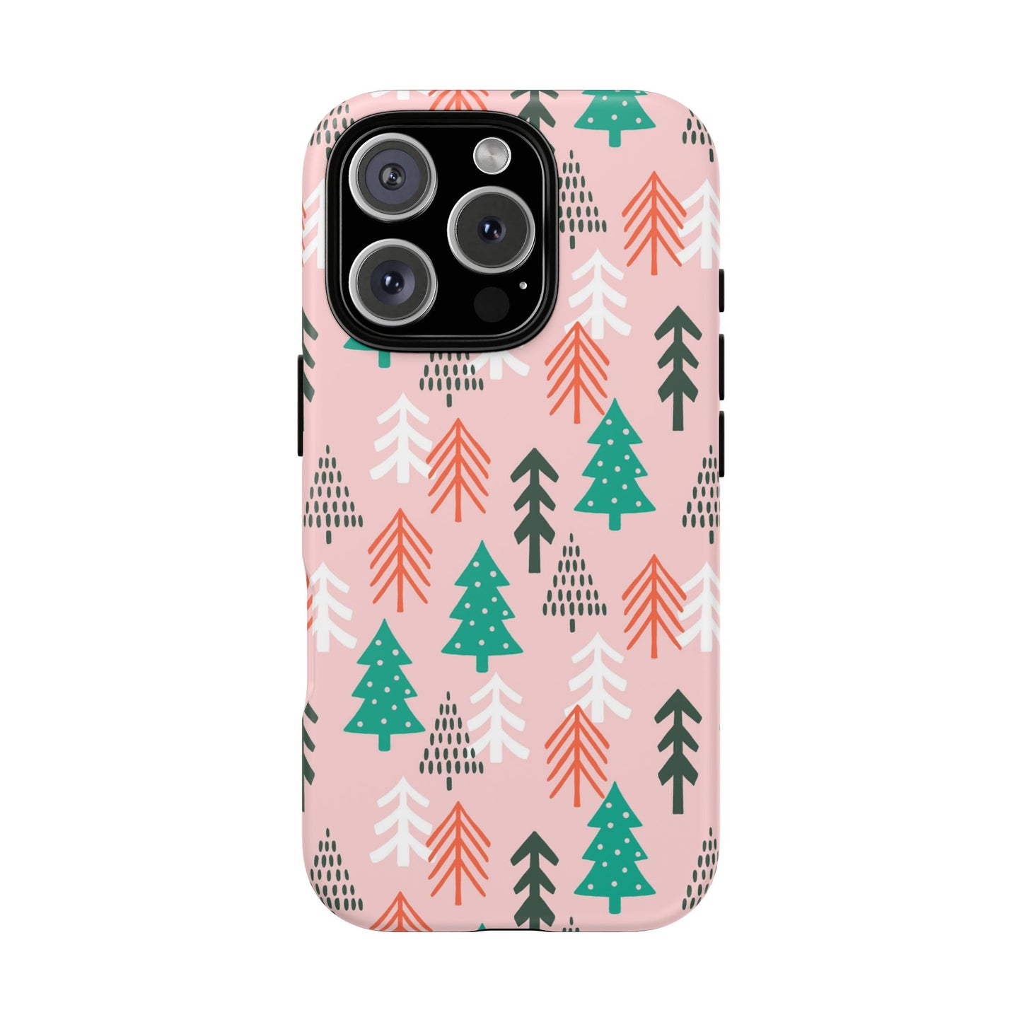 Christmas Trees Pink Background Pattern - iPhone Case