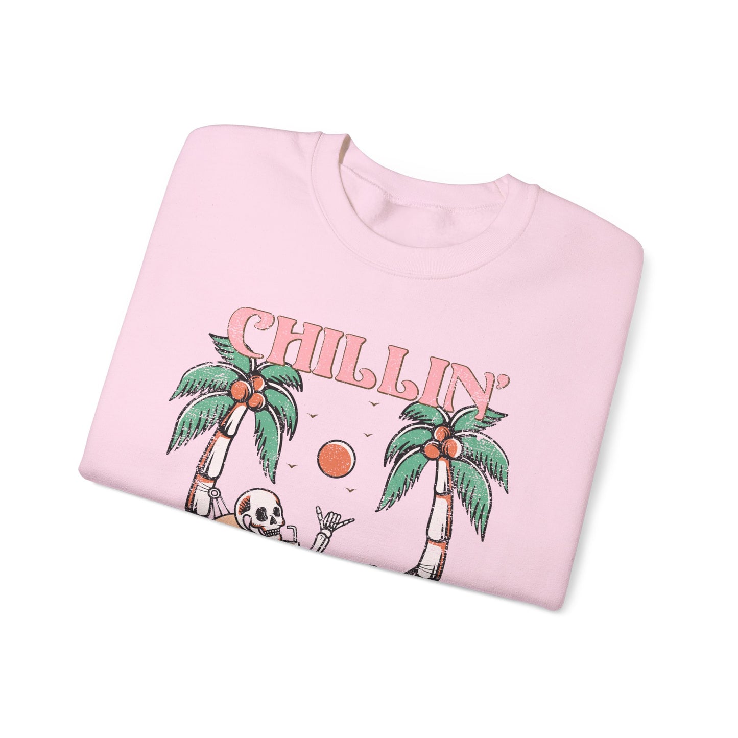 Chillin' At The Beach Villian - Summer Skeleton - Cute Retro Sweatshirt