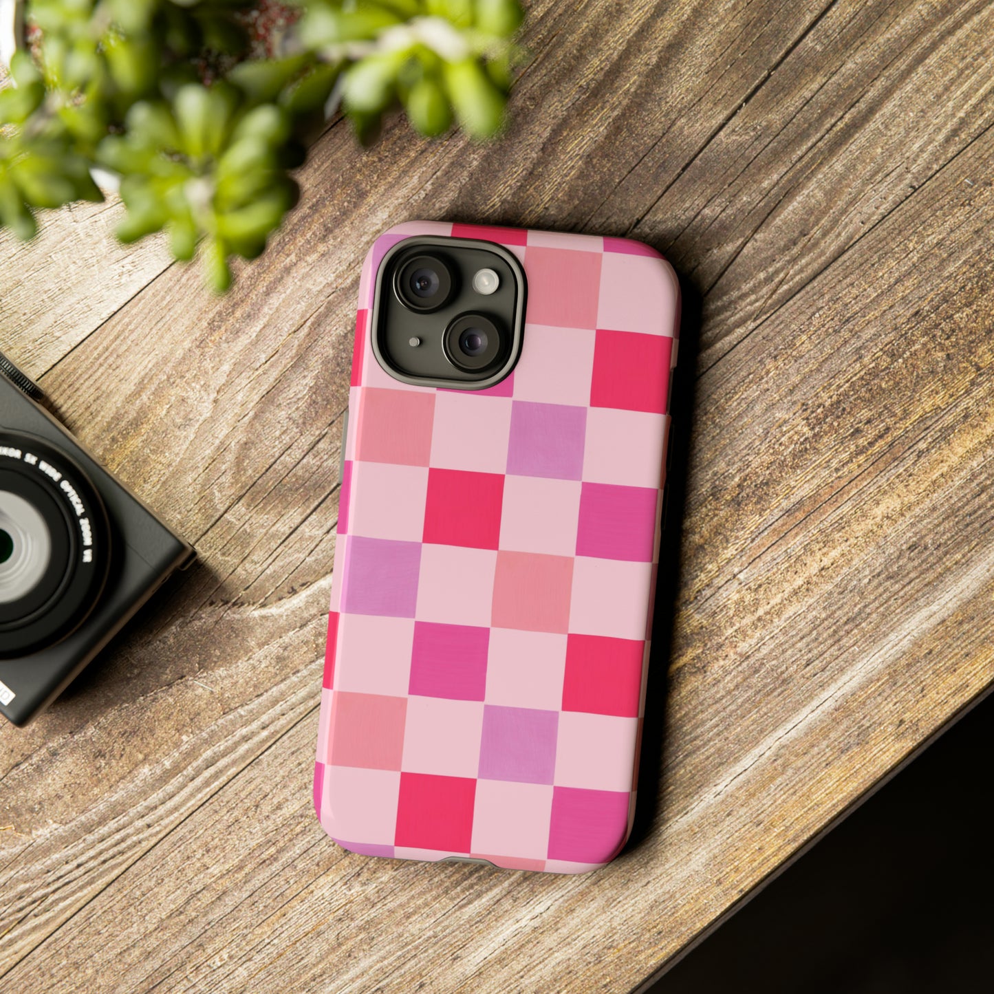 Pink Check Pattern iPhone Case