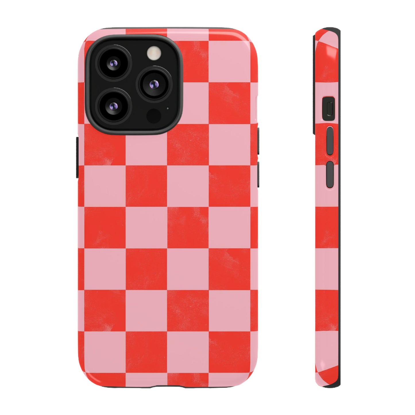 Red and Pink Checker Pattern - iPhone Case