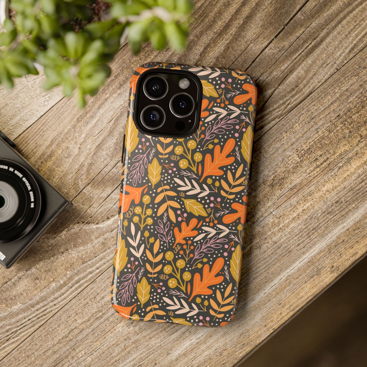 Dark Fall Foliage Leaves - iPhone Case