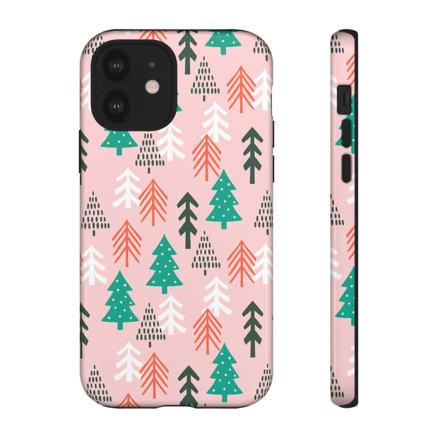 Christmas Trees Pink Background Pattern - iPhone Case