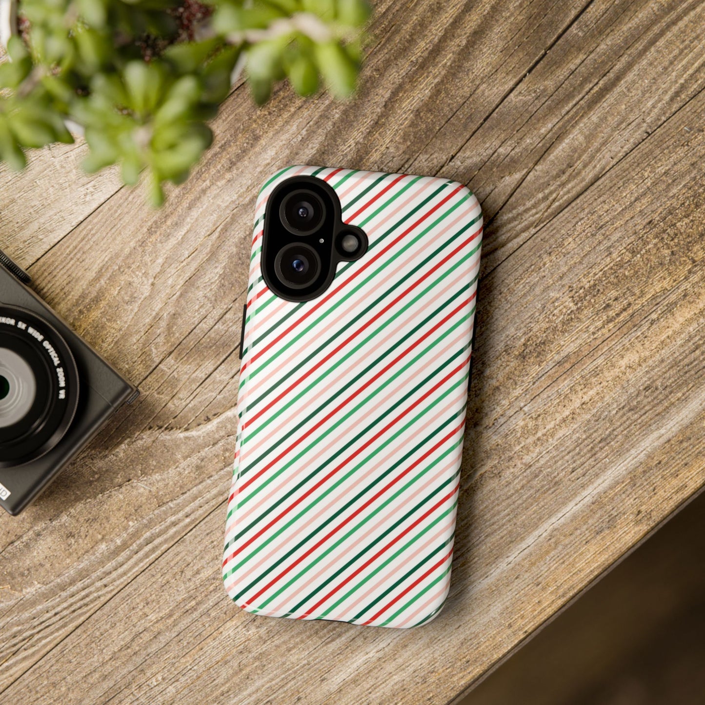 Christmas Diagonal Stripes - iPhone Case