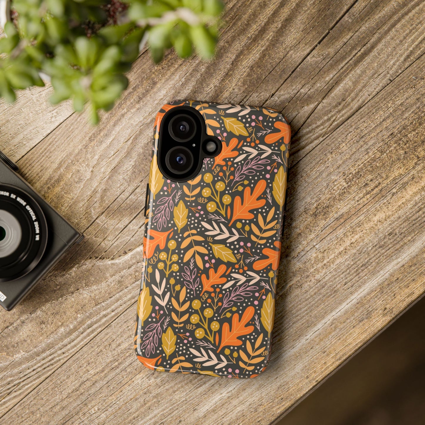 Dark Fall Foliage Leaves - iPhone Case