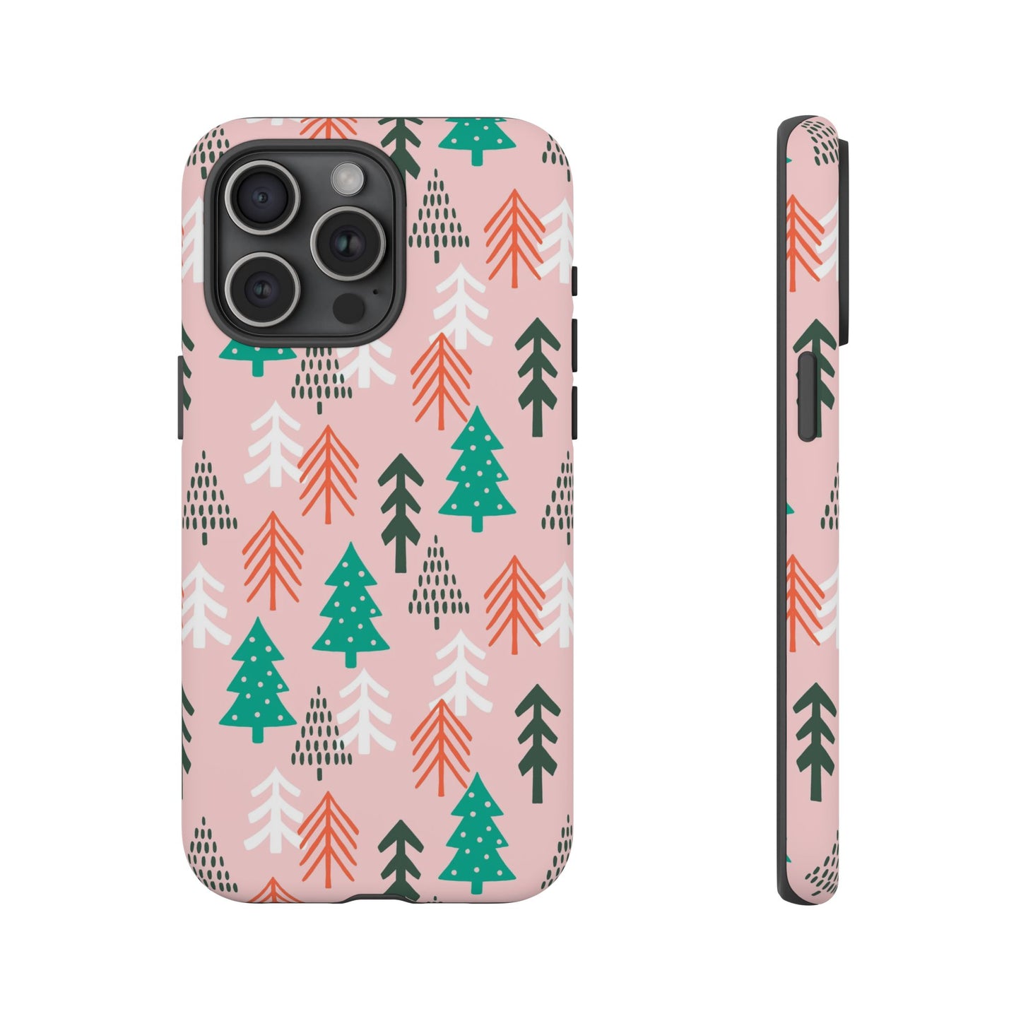 Christmas Trees Pink Background Pattern - iPhone Case