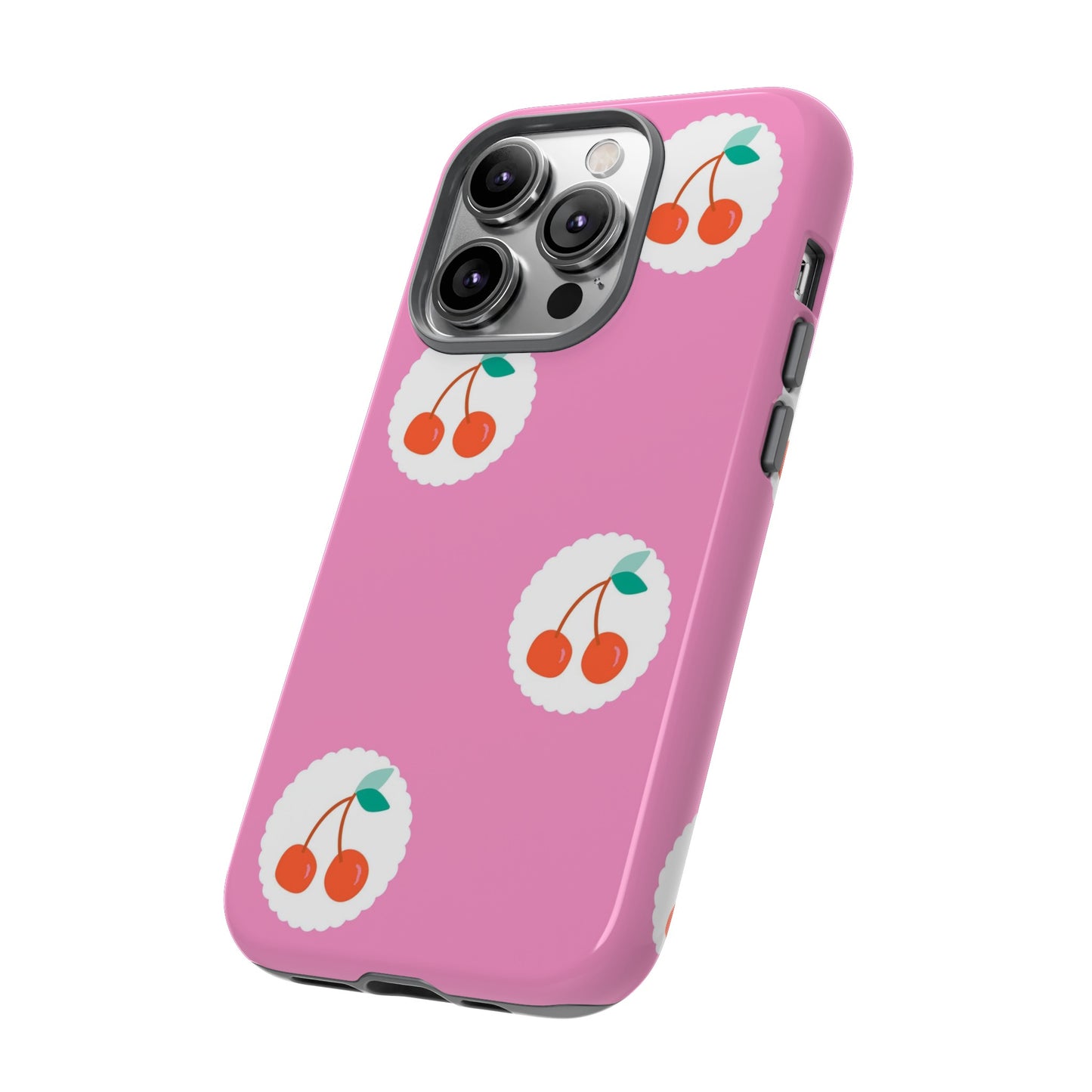 Cherry Circles Pink - iPhone Case