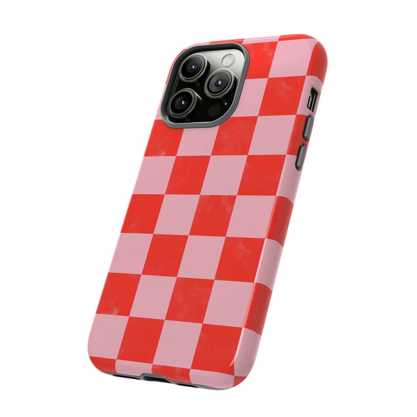 Red and Pink Checker Pattern - iPhone Case