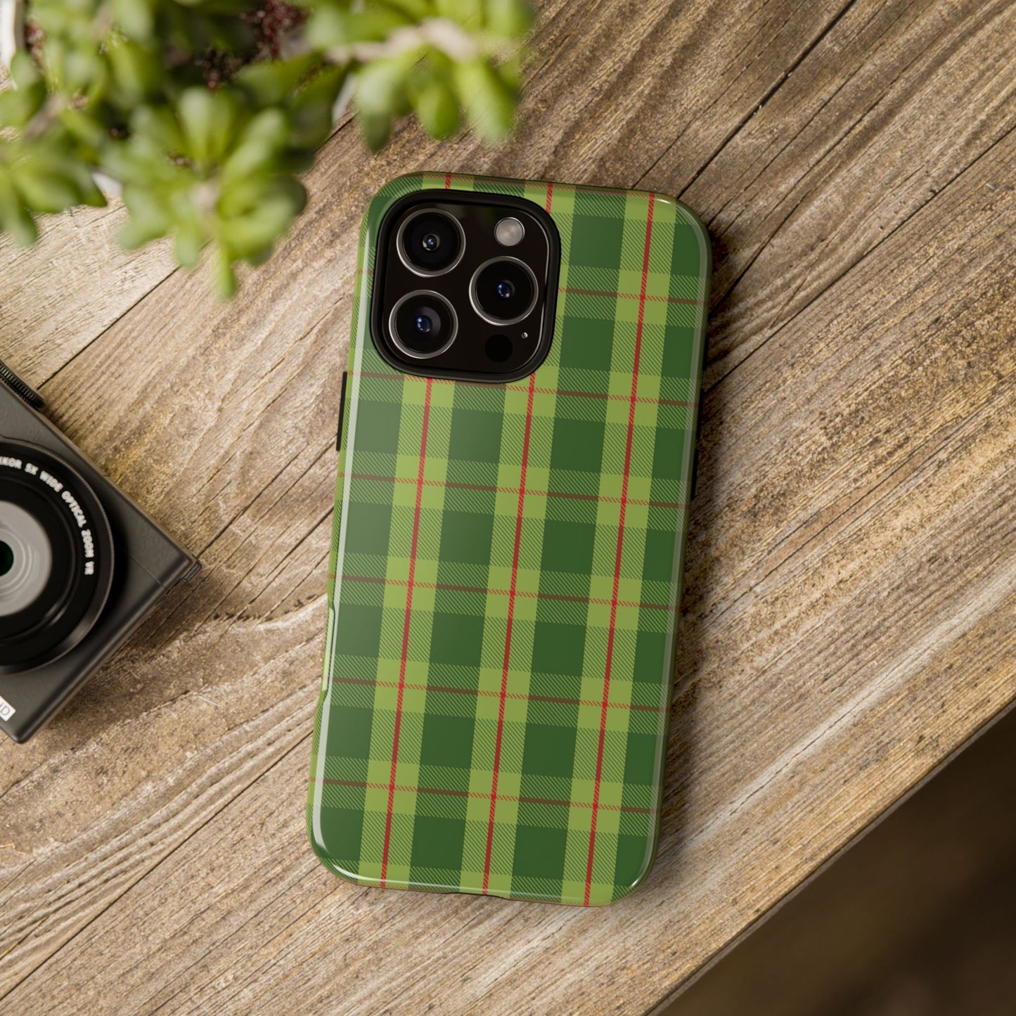 Green and Red Christmas Plaid Pattern - iPhone Case