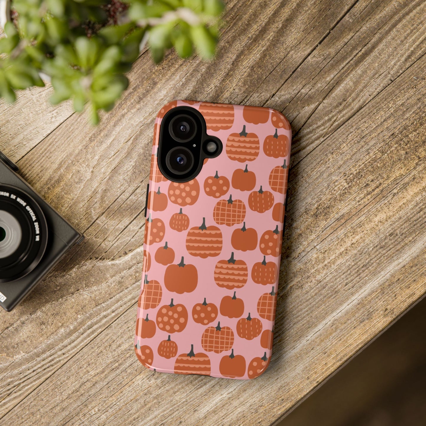 Fall Pumpkins with Pink Background - iPhone Case